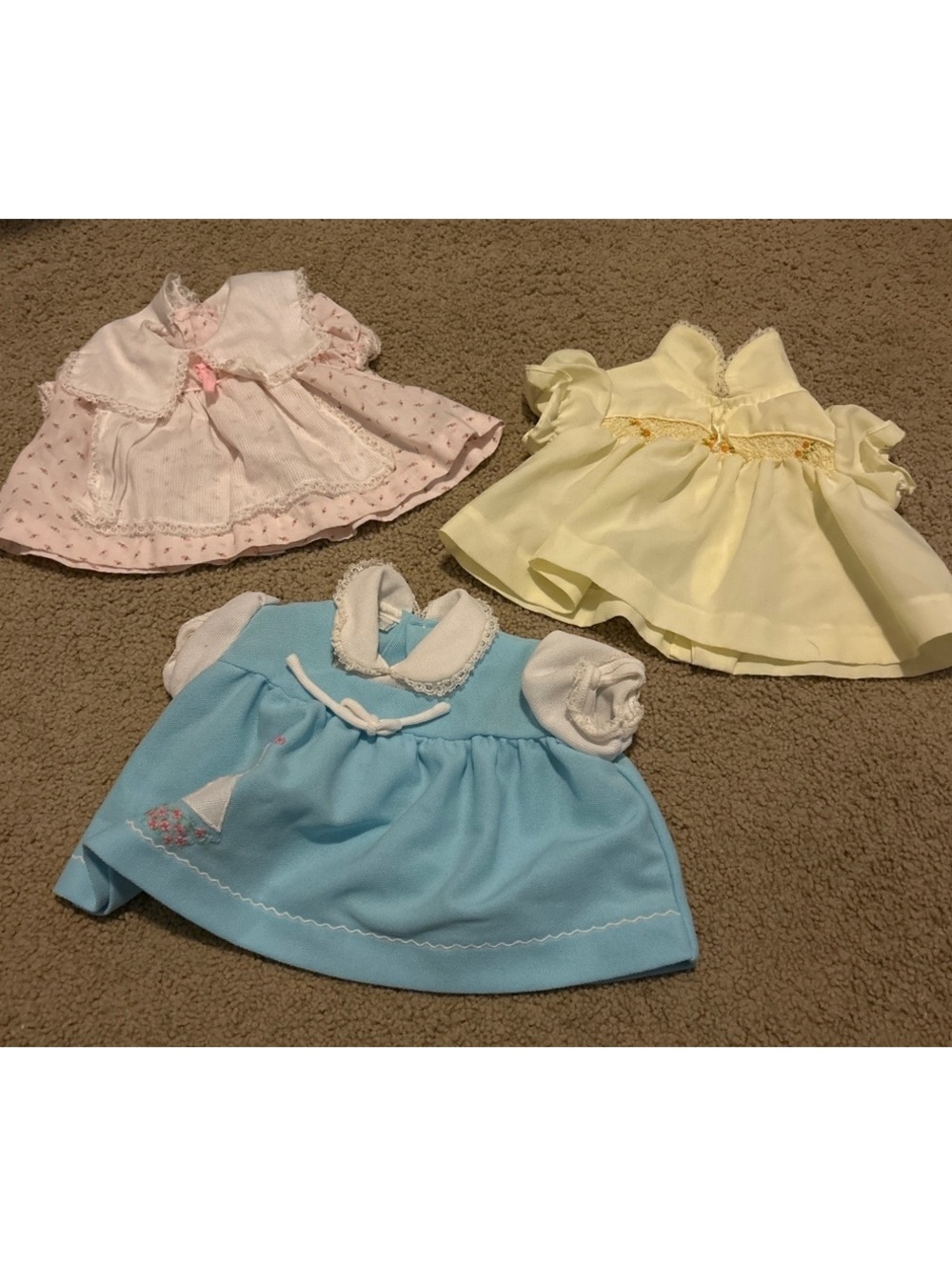 Set of 3 vintage doll dresses